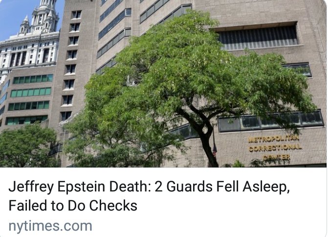 【悲報】エプスタインを監視していた警備員、二人とも寝ていたｗｗｗｗ
