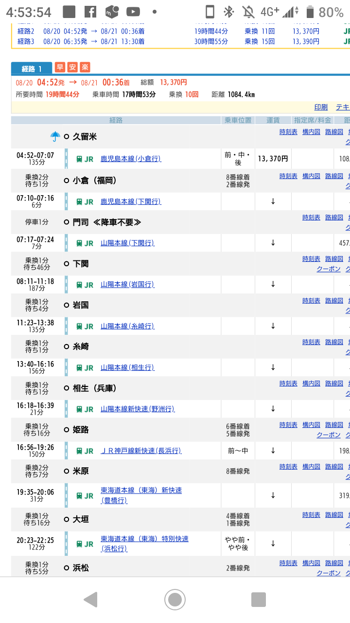 【朗報】ワイ、18きっぷで福岡から名古屋へ行く模様